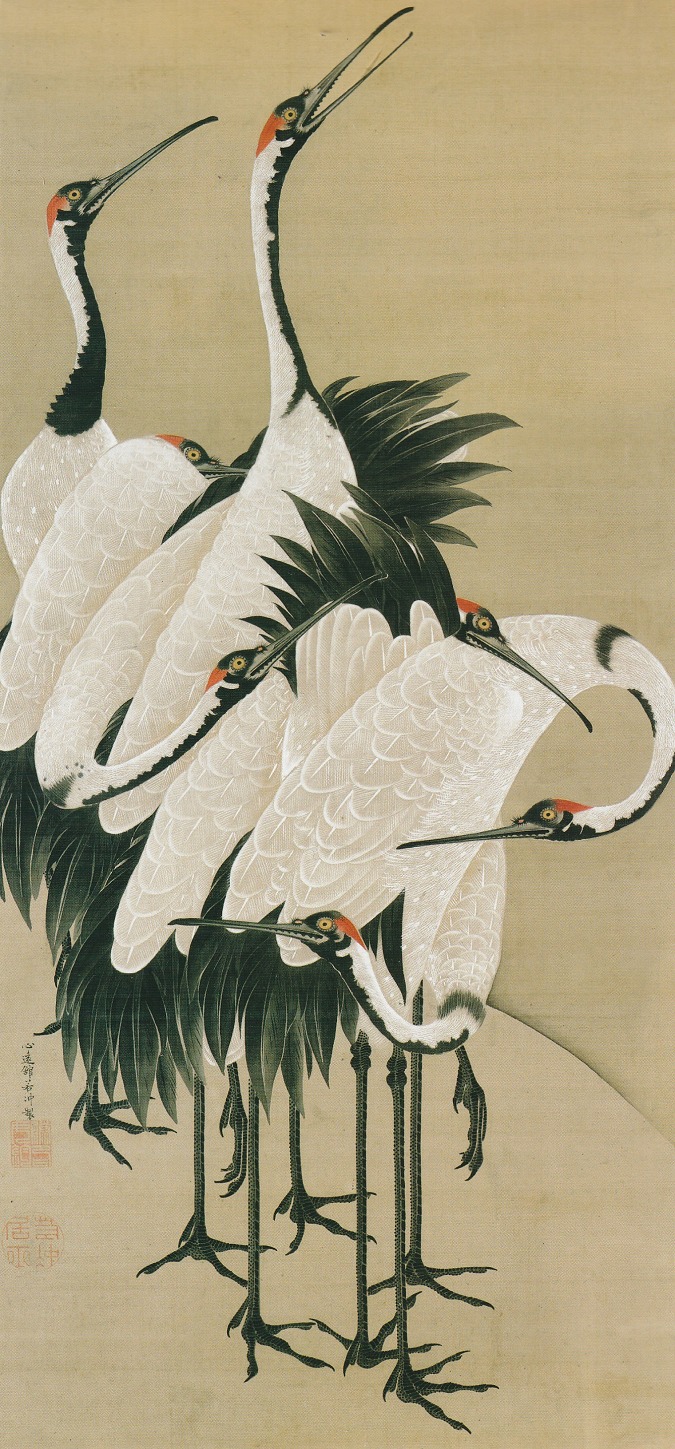 伊藤若冲の絵画作品「群鶴図」